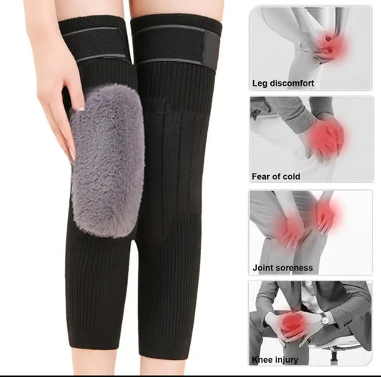 2 Pcs Adjustable Cashmere wool Knee Warmers -30° warm knee pads with strap for men and women